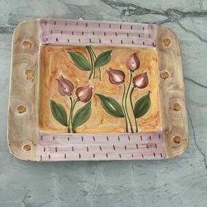 Vintage Made in Italy Hand‎ Painted Ceramic Platter 12"x9.75" Ancora